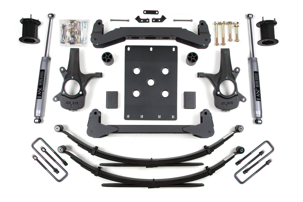 07-13 Chevrolet Silverado 1500 - GMC Sierra 1500 2WD 6 Inch Suspension Lift Kit, 5 Inch Rear Lift, Leaf Spring, NX2 Nitro Series Shocks BDS Suspension