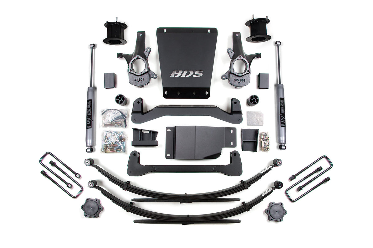 07-13 Chevrolet Silverado 1500 - GMC Sierra 1500 4WD 4.5 Inch Suspension Lift Kit, 4 Inch Rear Lift, Block, Fox 2.0 IFP Performance Series Shocks BDS Suspension