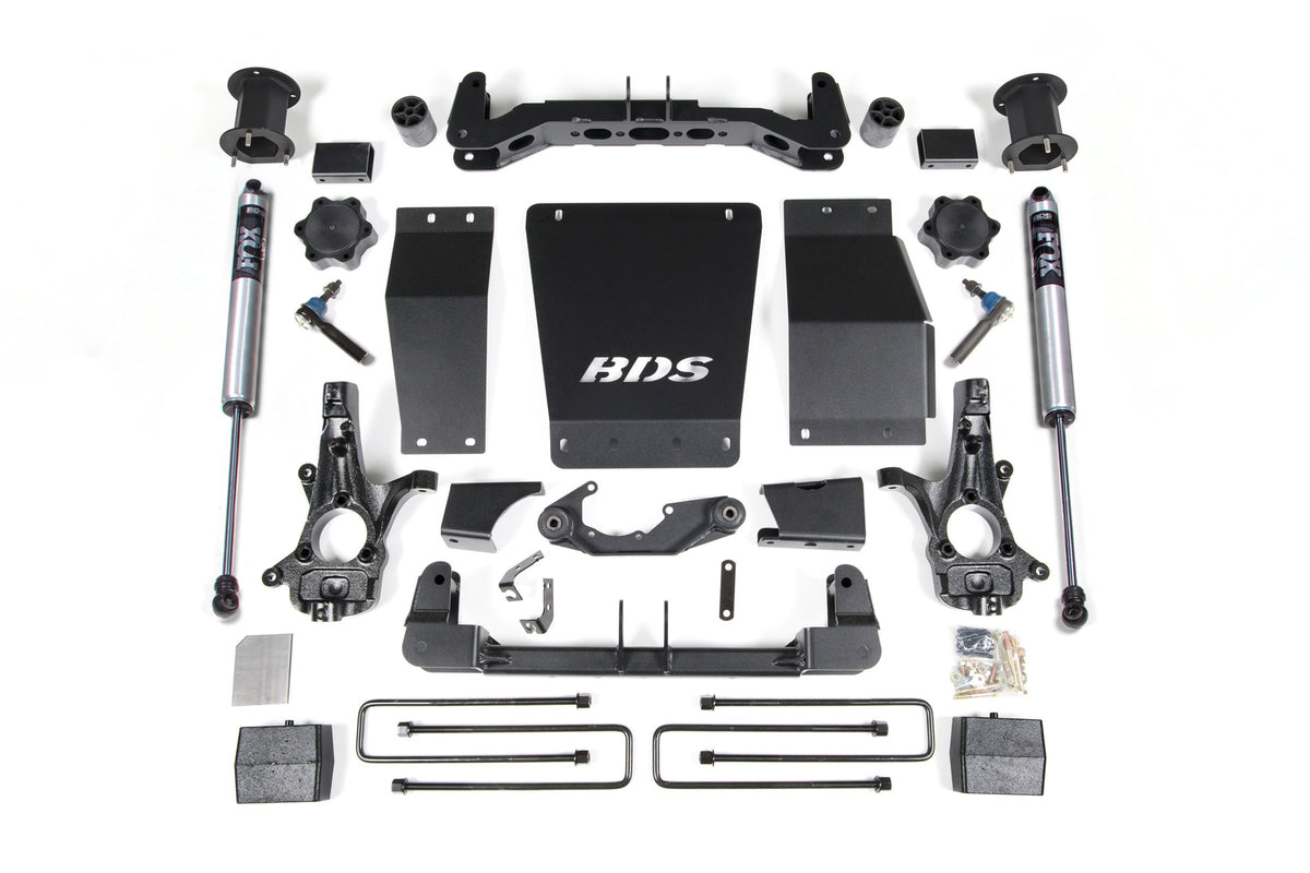 14-18 Chevrolet Silverado 1500 - GMC Sierra 1500 4WD 4.5 Inch Suspension Lift Kit (Aluminum / Stamped Steel), 3 Inch Rear Lift, Block, Fox 2.0 IFP Performance Series Shocks BDS Suspension