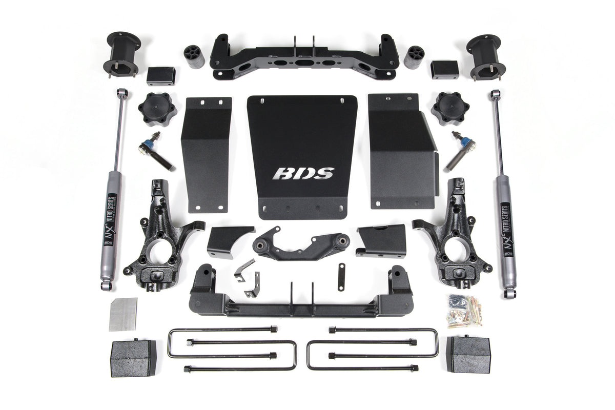 14-18 Chevrolet Silverado 1500 - GMC Sierra 1500 4WD 4.5 Inch Suspension Lift Kit (Aluminum / Stamped Steel), 3 Inch Rear Lift, Block, NX2 Nitro Series Shocks BDS Suspension