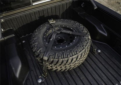 Gloss Black Bed Mounted Rapid Strap Tire Carrier with Black Strap NFab