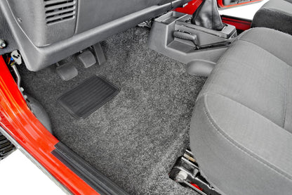 Jeep 97-06 Jeep Tj/Lj Front 3Pc Floor Kit (W Cntr Cnsl) - HT Shlds Floor Liner Kit 3 pc. 2 pc. Front 1 pc. Rear Replaces Factory Carpet Kit w/Center Console Incl. Heat Shields Charcoal BedRug