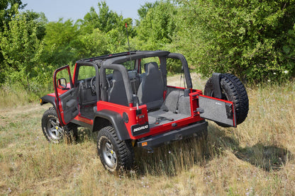Jeep 97-06 Jeep Tj/Lj Front 3Pc Floor Kit (W Cntr Cnsl) - HT Shlds Floor Liner Kit 3 pc. 2 pc. Front 1 pc. Rear Replaces Factory Carpet Kit w/Center Console Incl. Heat Shields Charcoal BedRug