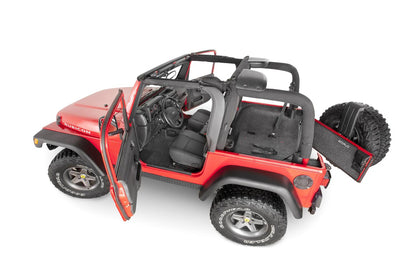 Jeep 97-06 Jeep Tj/Lj Front 3Pc Floor Kit (W Cntr Cnsl) - HT Shlds Floor Liner Kit 3 pc. 2 pc. Front 1 pc. Rear Replaces Factory Carpet Kit w/Center Console Incl. Heat Shields Charcoal BedRug