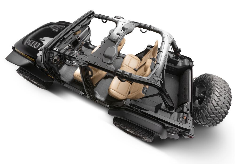 Jeep Bedtred 18+ JL 4 Door Bedtred 4 PC Rear Kit Without Gap Hider Charcoal BedRug