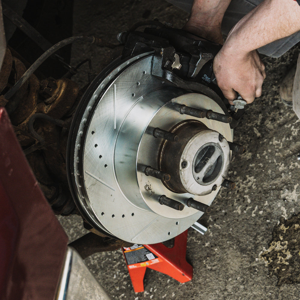 Doc's Diesel Dodge RAM 5.9L Cummins 2500/3500 Ceramic Front Brake Pads + Drilled and Slotted Front Rotors Kit 2003-2008, 6.7L 2007.5-2008