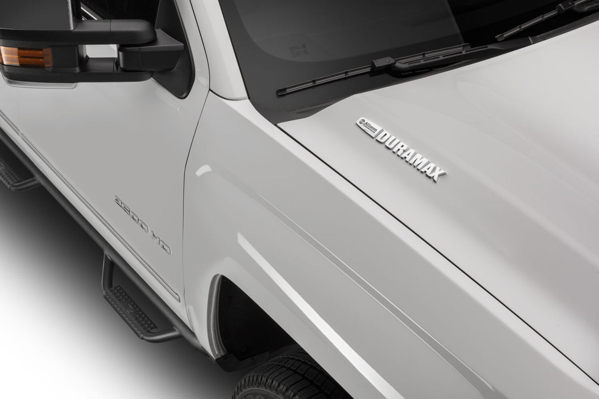 Nerf Step Bar Wheel-to-Wheel with Bed Access (3 Steps per Side) 2014-2018 (2019 Legacy/Limited) Chevy Silverado/GMC Sierra 6 Foot 6 Inch Bed Double Cab Textured Black NFab