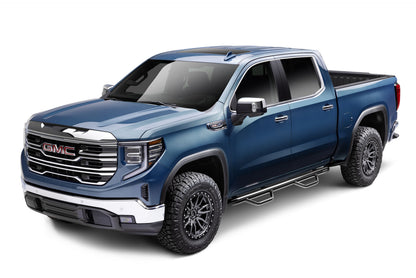 Nerf Step Bar Cab Length (2 Steps per Side) 2019 (New Body Style)-2025 Chevy Silverado/GMC Sierra 1500/2020-2025 2500 HD/3500 HD Crew Cab Gloss Black NFab