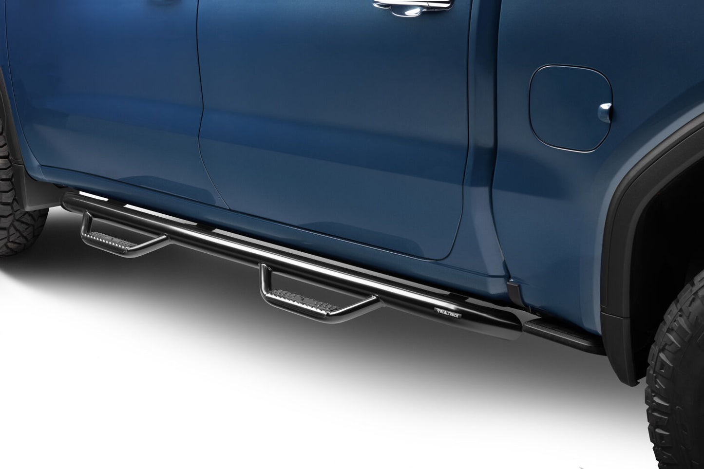 Nerf Step Bar Cab Length (2 Steps per Side) 2019 (New Body Style)-2025 Chevy Silverado/GMC Sierra 1500/2020-2025 2500 HD/3500 HD Crew Cab Gloss Black NFab