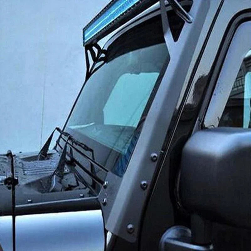 52" 5D-Series Straight LED Light Bar&Windshield Mounting Brackets For Jeep Wrangler JK 2007~2017
