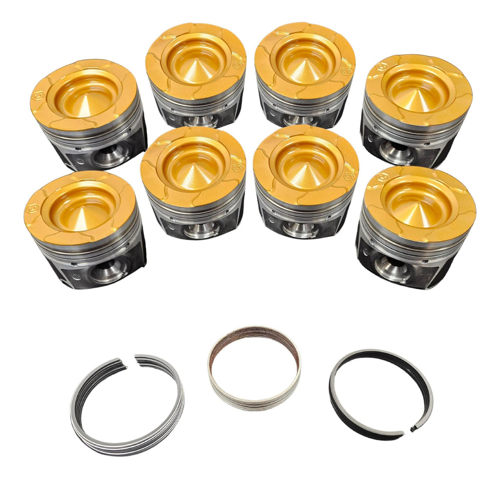 6.7L Powerstroke Choate Pistons w/rings Standard 17-20 Coated, Flycut Set Choate Performance