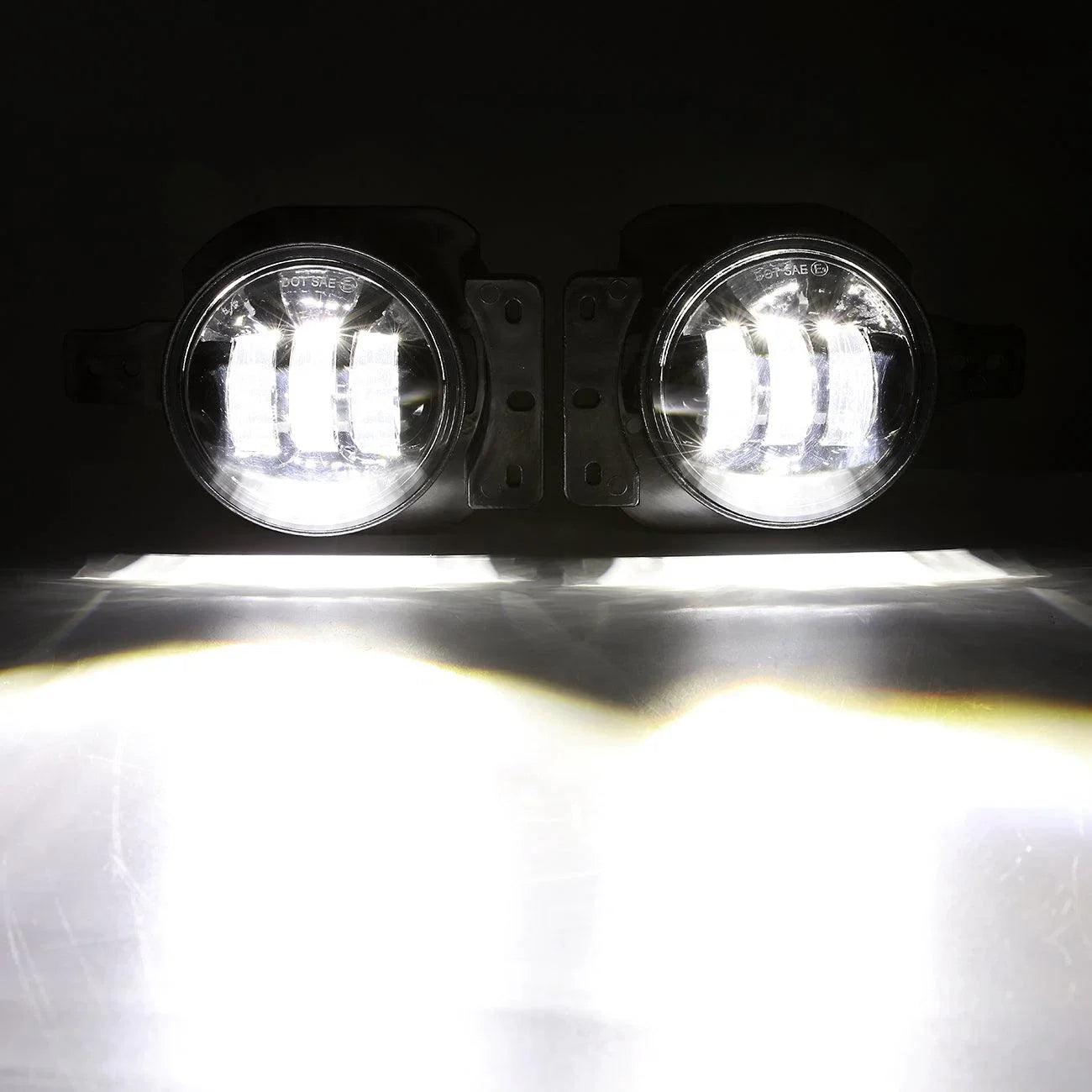 (2pcs/set) 4 Inch Round LED Fog Lamps with 2 Brackets for 2018 2019 2020 Jeep Wrangler JL JLU Jeep Gladiator JT