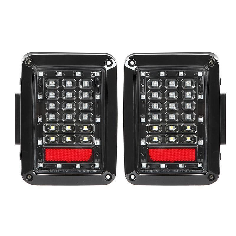 7'' LED Headlight Replacement & LED Smoke Tail Light Brake Reverse Turn Signal Lamp for Jeep Wrangler JK