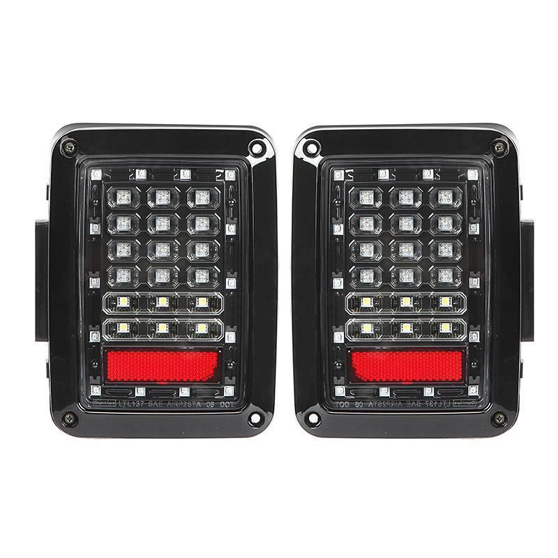 7'' LED Headlight Replacement with Halo Ring + 4'' LED Fog Light + LED Smoke Tail Light + Front Turn Signal & Fender Flares Side Marker Light for Jeep Wrangler JK