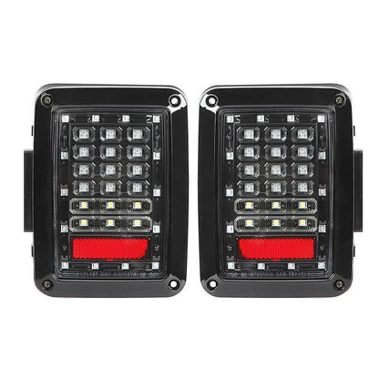 7'' LED Headlight Replacement with Halo Ring + 4'' LED Fog Light + LED Smoke Tail Light + Front Turn Signal & Fender Flares Side Marker Light for Jeep Wrangler JK
