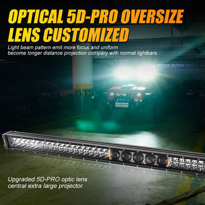 7" LED Halo Headlights + 5D-PRO 52" Straight LED Light Bar + Windshield Mounting Brackets + 18W Flood Beam Pod Lights Set for Jeep Wrangler TJ