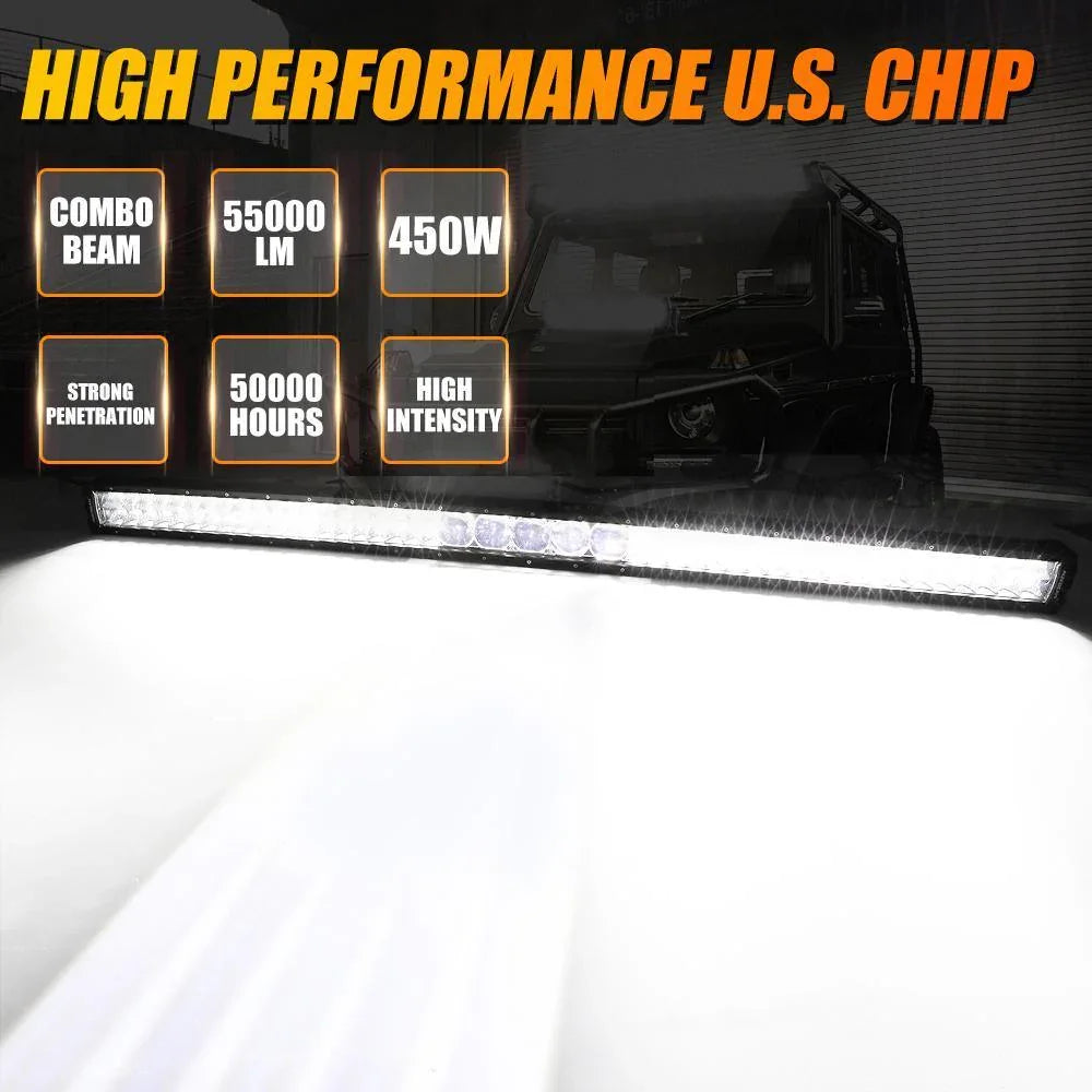7" LED Halo Headlights + 4" Inch LED Fog Lights with DRL + 5D-PRO 52" Straight LED Light Bar + Windshield Mounting Brackets + 18W Spot Beam Pod Lights Set for for Jeep Wrangler JK