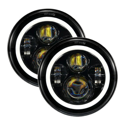 7" LED Halo Headlights+5D-PRO 52" Straight LED Light Bar+Windshield Mounting Brackets 18W Pod Lights Set for Jeep Wrangler TJ