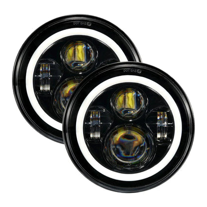 7" LED Halo Headlights + 4" Inch LED Fog Lights with DRL + 5D-PRO 52" Straight LED Light Bar + Windshield Mounting Brackets + 18W Spot Beam Pod Lights Set for for Jeep Wrangler JK