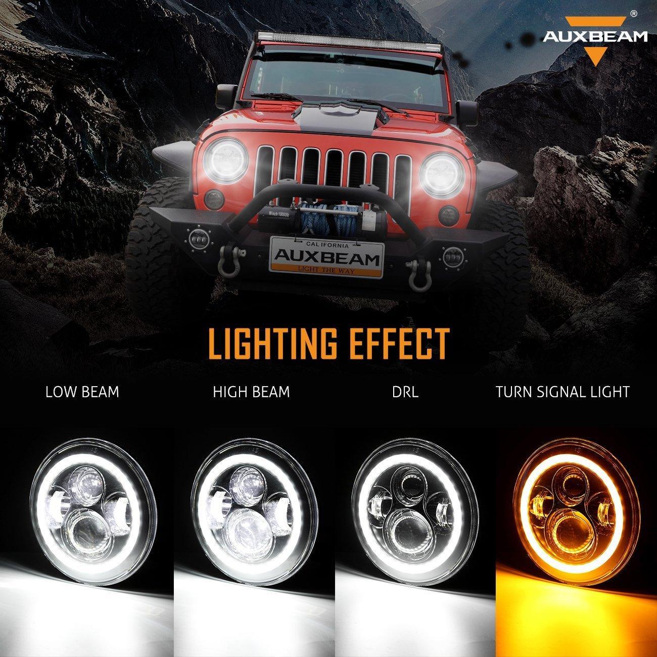 7" LED Halo Headlights + 4" Inch LED Fog Lights with DRL + 5D-PRO 52" Straight LED Light Bar + Windshield Mounting Brackets + 18W Flood Beam Pod Lights Set for for Jeep Wrangler JK