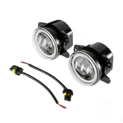 7" LED Halo Headlights + 4" Inch LED Fog Lights with DRL + 5D-PRO 52" Straight LED Light Bar + Windshield Mounting Brackets + 18W Flood Beam Pod Lights Set for for Jeep Wrangler JK