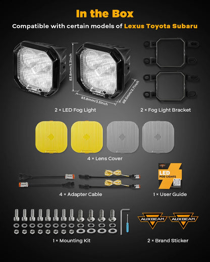 Color Play Series 3 Inch LED Fog Light Kit For Toyota 4Runner/Toyota Tacoma/Toyota Tundra