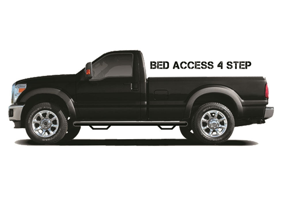 Nerf Step Bar Wheel-to-Wheel with Bed Access (2 Steps per Side) 3 Inch Main Tube Diameter 2009-2018 (2019 Classic) Ram 1500 6' 4 Inch Bed Regular Cab Gloss Black N Fab