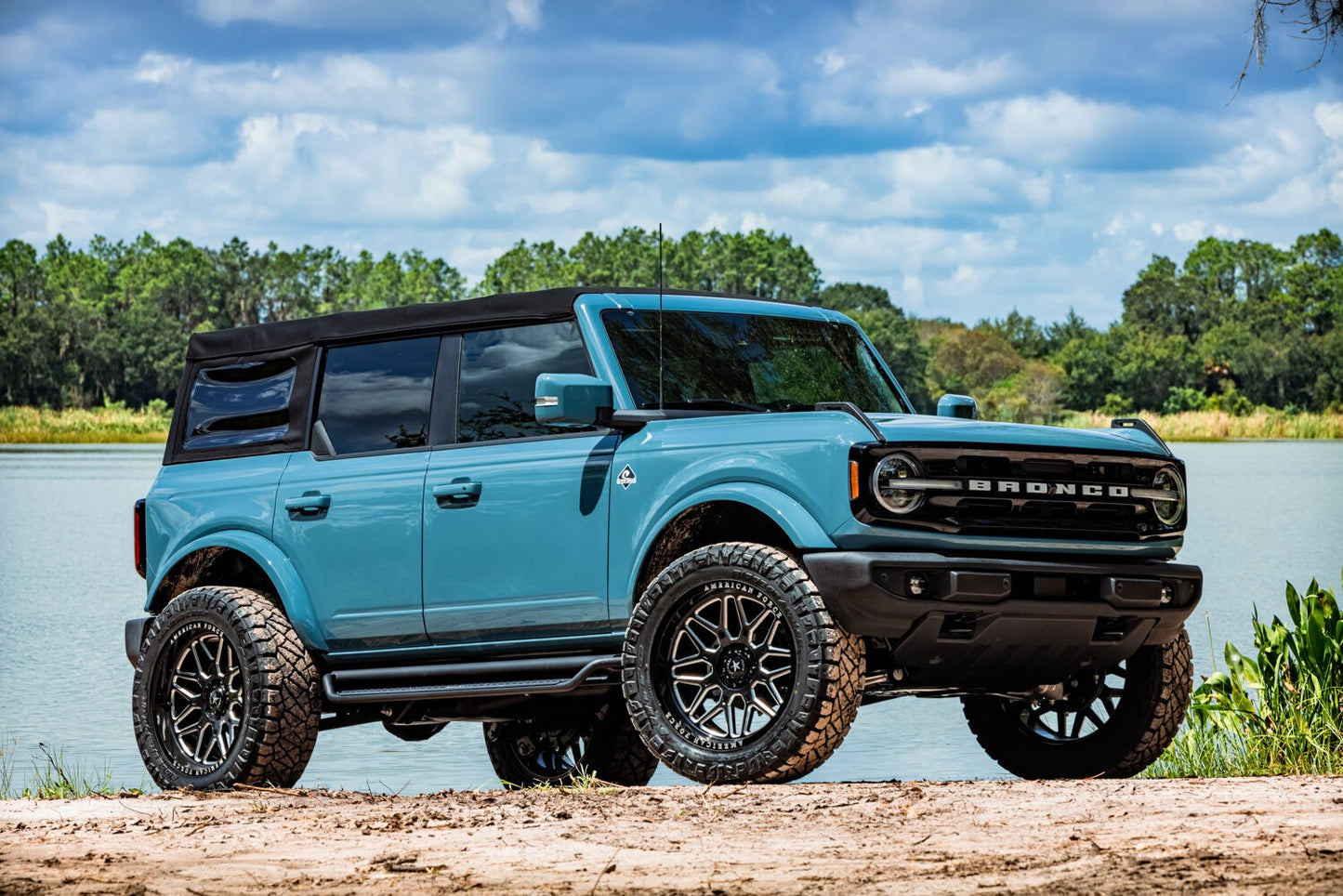 Dominator Xtreme D1 Side Steps with Rocker Panel Mounting Bracket Kit Textured Black 2021-2025 Ford Bronco Go Rhino