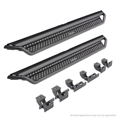 Dominator Xtreme D1 SideSteps With Mounting Bracket Kit Textured Black 2018-2026 Jeep Wrangler Go Rhino