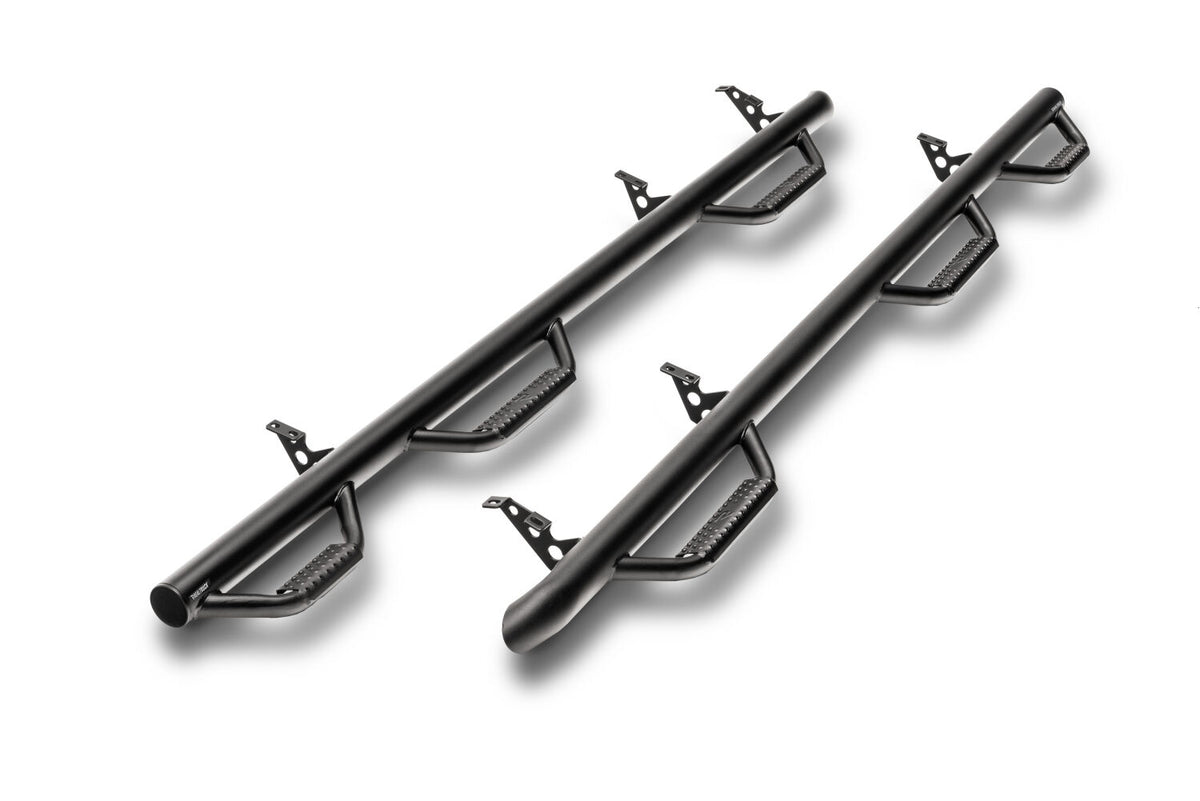 Nerf Step Bar Wheel-to-Wheel with Bed Access (3 Steps per Side) 2015-2018 (2019-2024 Classic) Ram 5 Foot 7 Inch Bed Crew Cab Textured Black NFab