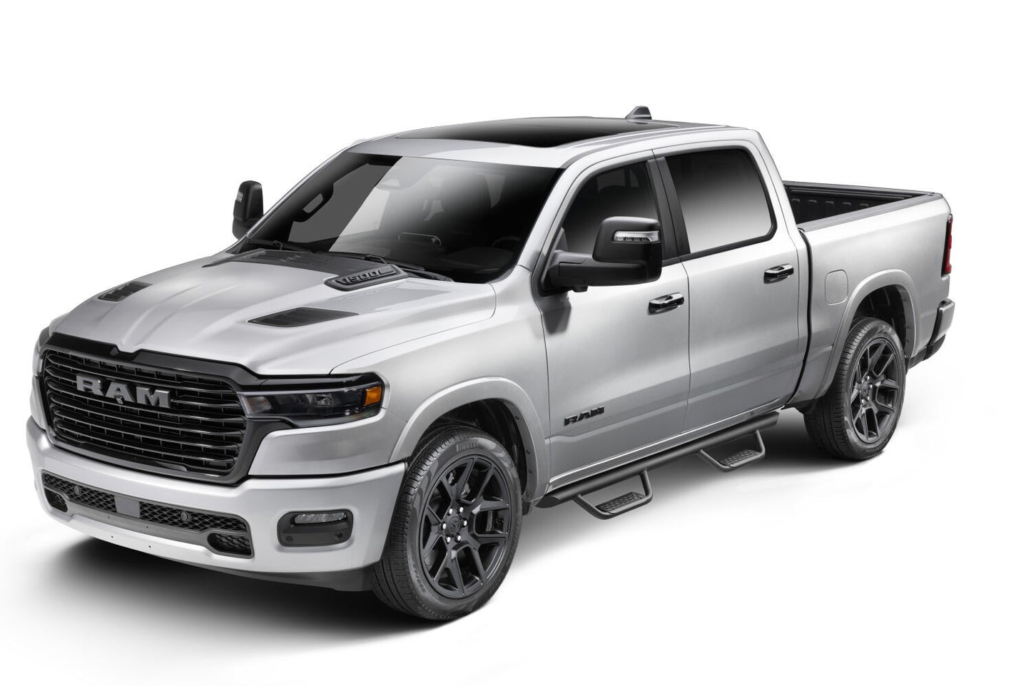 Domintator Extreme D2 Side Steps With Mounting Brackets Textured Black 2019-2026 Ram 1500 Go Rhino