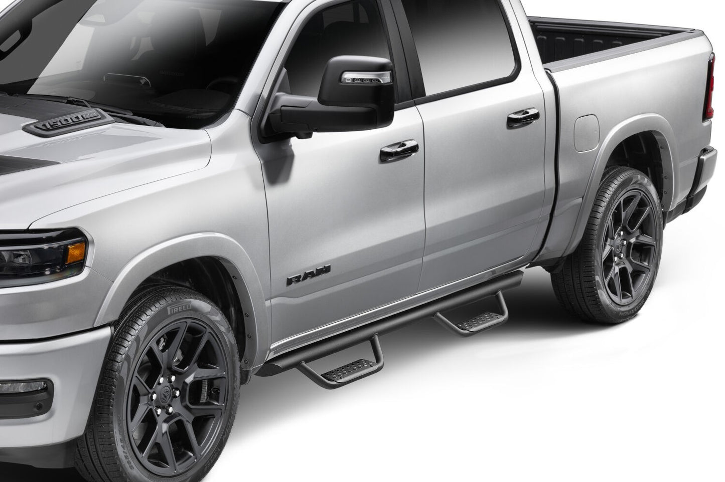 Domintator Extreme D2 Side Steps With Mounting Brackets Textured Black 2019-2026 Ram 1500 Go Rhino