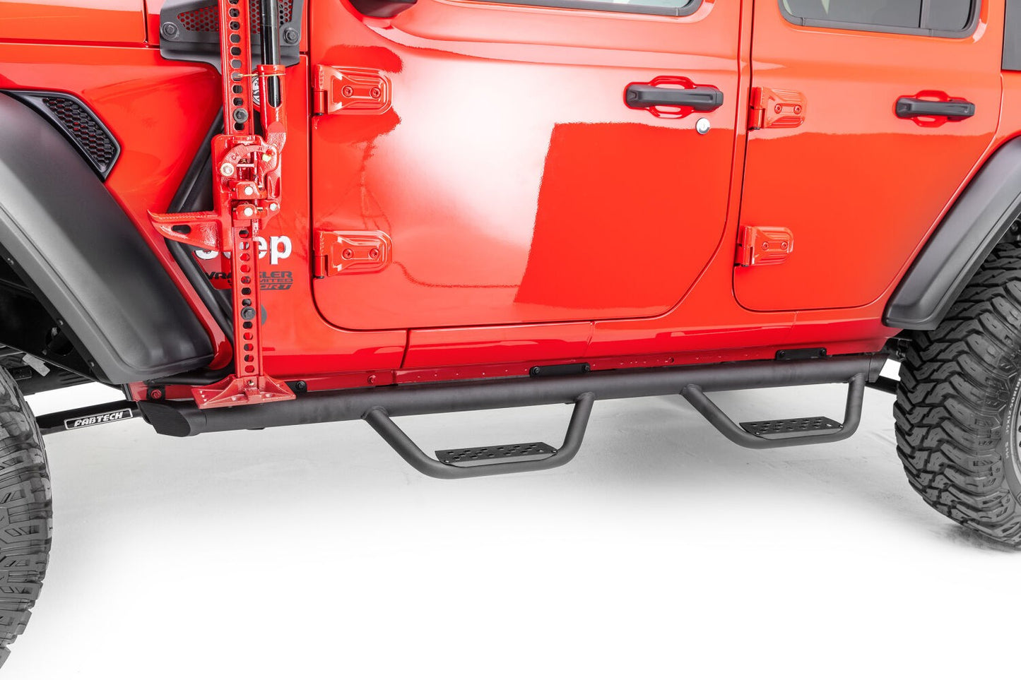 Domintator Extreme D2 Side Steps With Mounting Brackets Textured Black 2018-2026 Jeep Wrangler Go Rhino