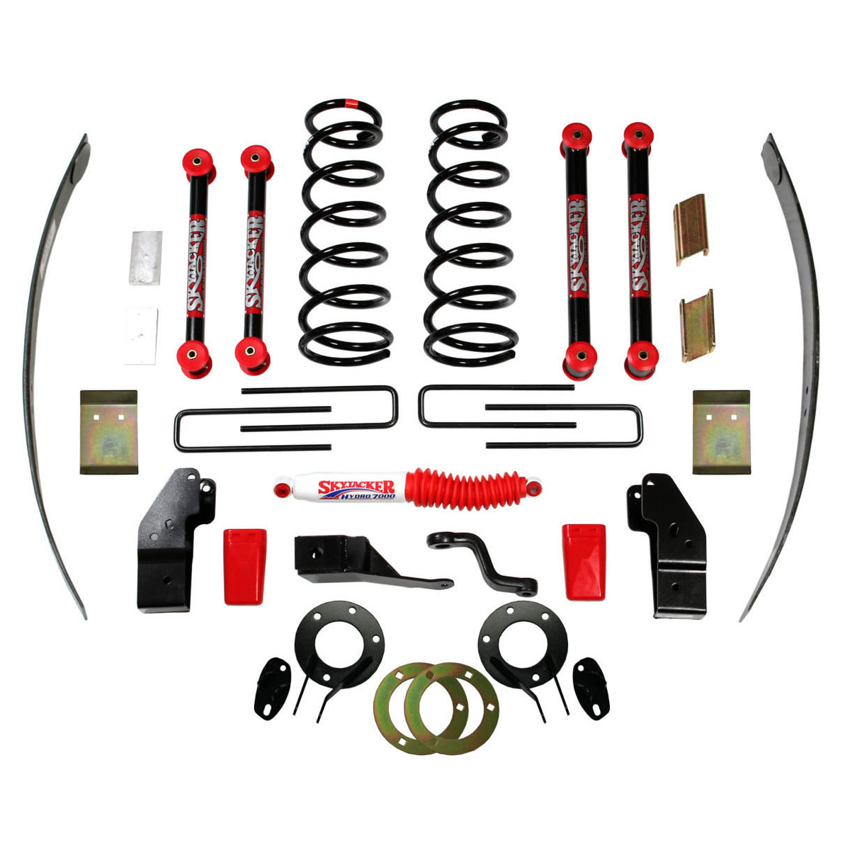 Standard Class 2 Lift Kit 5 Inch Lift 94-99 Dodge Ram 1500 Includes Front Coil Spring Pitman Arm Bump Stop Rear Add-A-Leaf U Bolt Skid Plate Dual Shock Bracket Steering Stabilizer Skyjacker