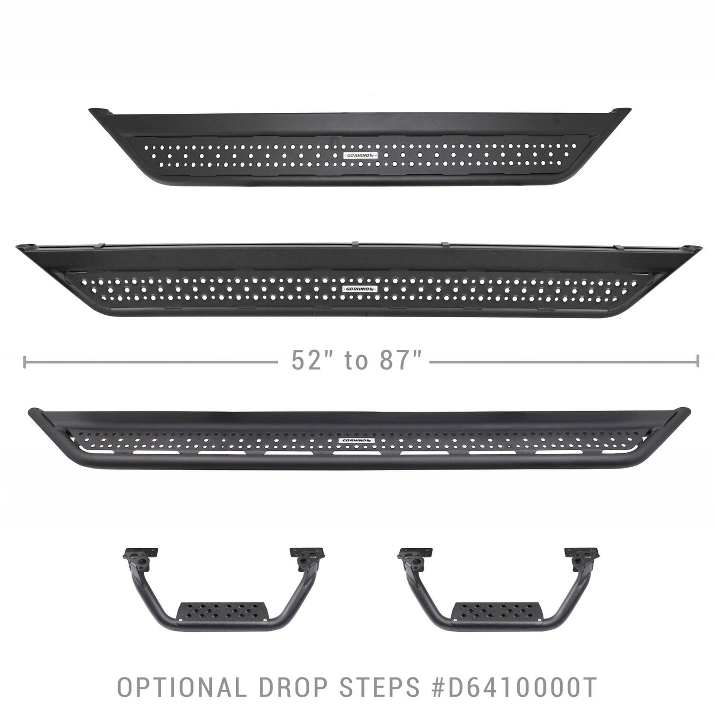 Dominator Xtreme D6 SideSteps Boards Only Textured Black 2021-2025 Ford Bronco Go Rhino