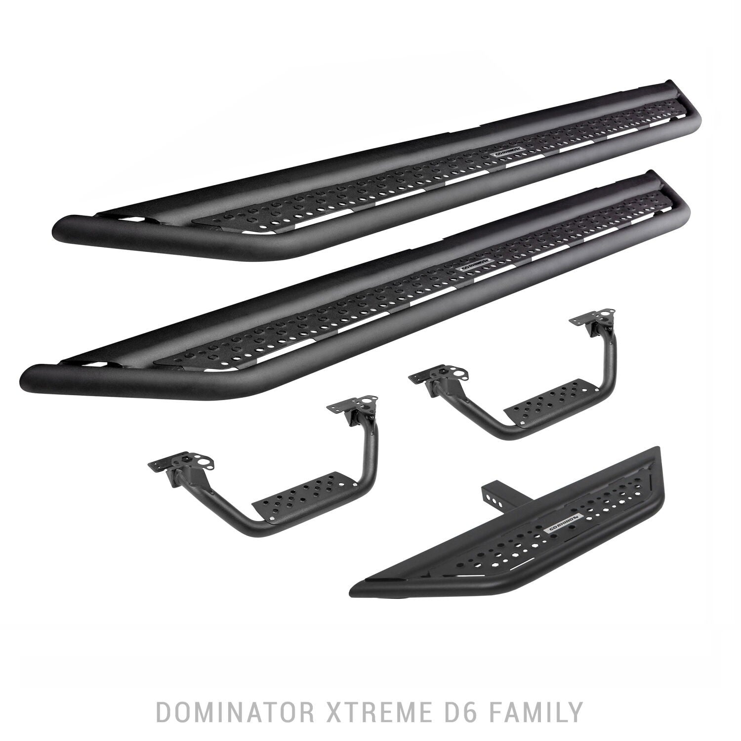 Dominator Xtreme D6 SideSteps With Mounting Bracket Kit Textured Black 2021-2025 Ford Bronco 4 Door Go Rhino