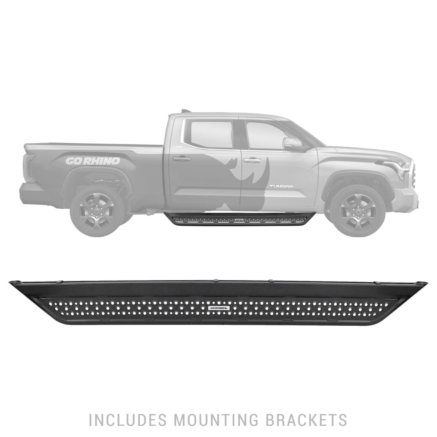 Dominator Xtreme D6 SideSteps With Mounting Bracket Kit Textured Black 2022-2026 Toyota Tundra Go Rhino