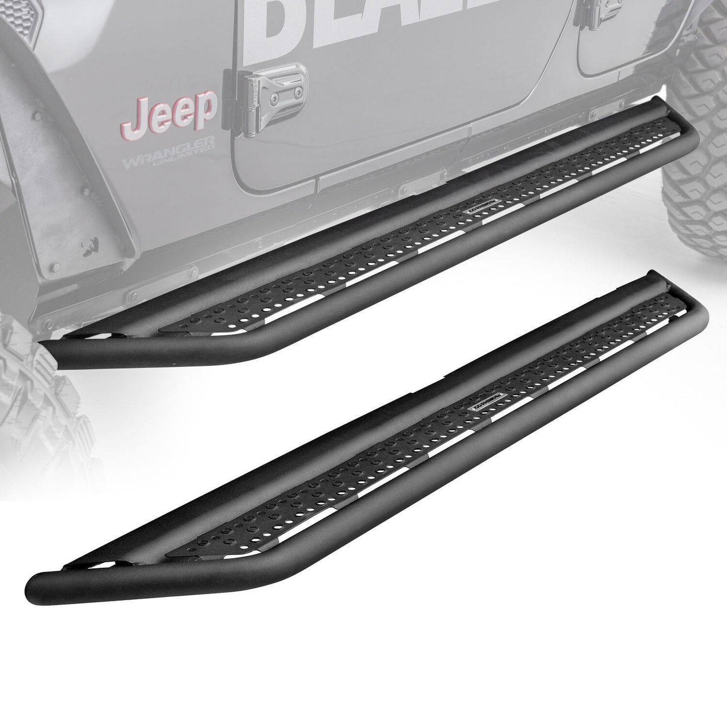 Dominator Xtreme D6 SideSteps With Mounting Bracket Kit Textured Black For 2007-2018 Jeep Wrangler JK 4 Door Go Rhino