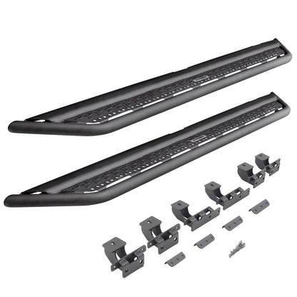 Dominator Xtreme D6 SideSteps With Mounting Bracket Kit Textured Black 2018-2026 Jeep Wrangler Go Rhino