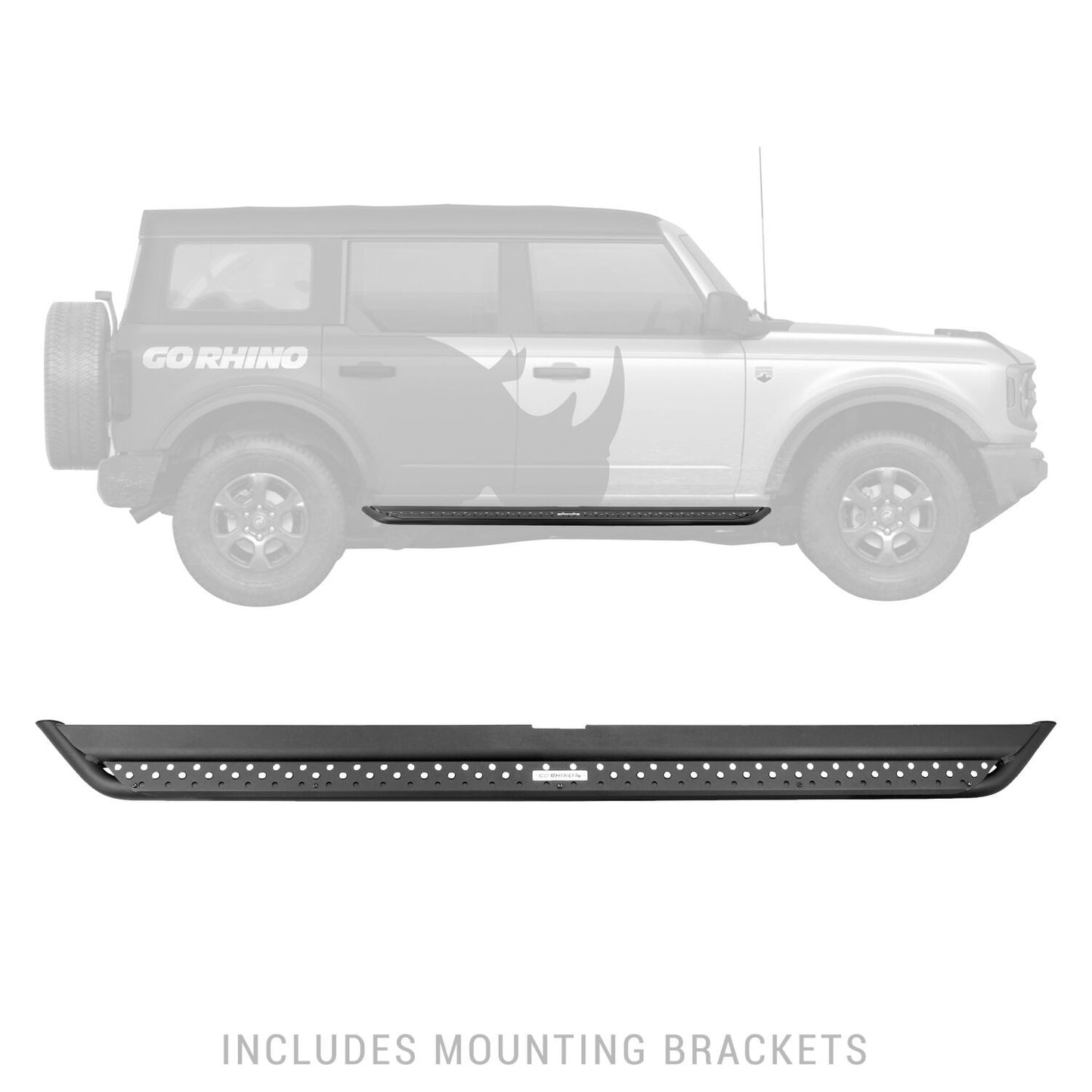 Dominator Xtreme DSS SideSteps With Mounting Bracket Kit Textured Black 2021-2025 Ford Bronco 4 Door Go Rhino