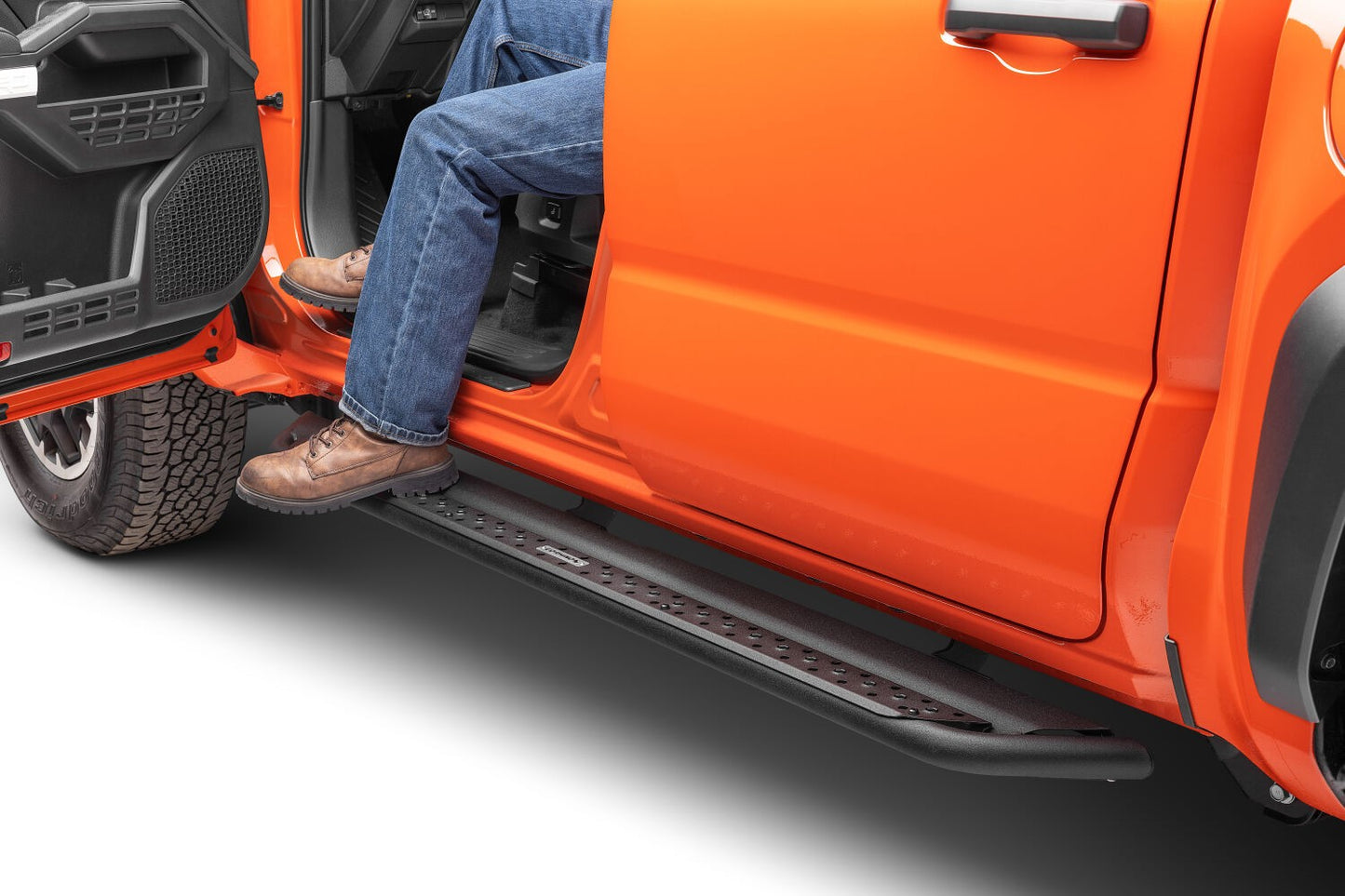 Dominator Xtreme DSS Side Steps with Rocker Panel Mounting Kit Double Cab Textured Black 2024-2026 Toyota Tacoma Go Rhino