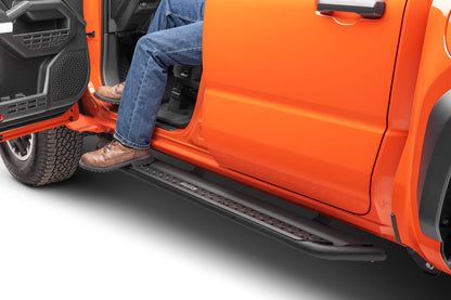 Dominator Xtreme DSS Side Steps with Rocker Panel Mounting Kit Double Cab Textured Black 2024-2026 Toyota Tacoma Go Rhino