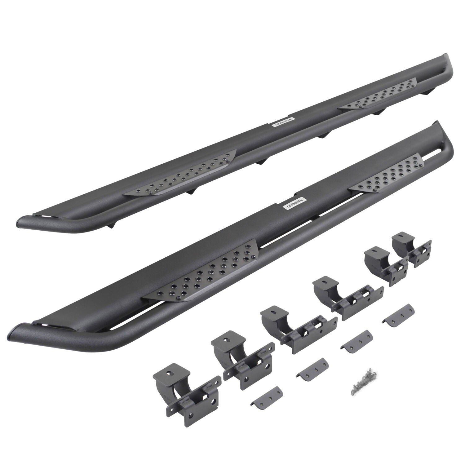Dominator Xtreme DT Side Steps with Mounting Bracket Kit Textured Black 2018-2026 Jeep Wrangler Go Rhino