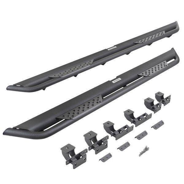 Dominator Xtreme DT Side Steps with Mounting Bracket Kit Textured Black 2020-2025 Jeep Gladiator Go Rhino