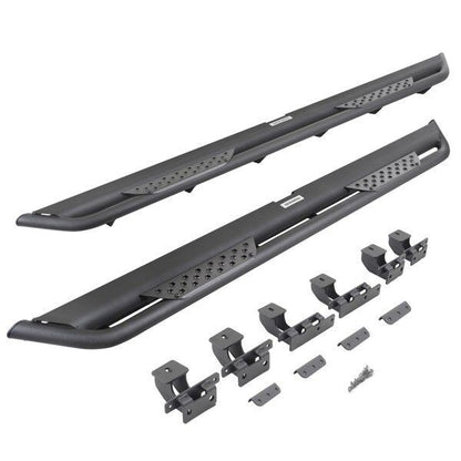 Dominator Xtreme DT Side Steps with Mounting Bracket Kit Textured Black 2020-2025 Jeep Gladiator Go Rhino