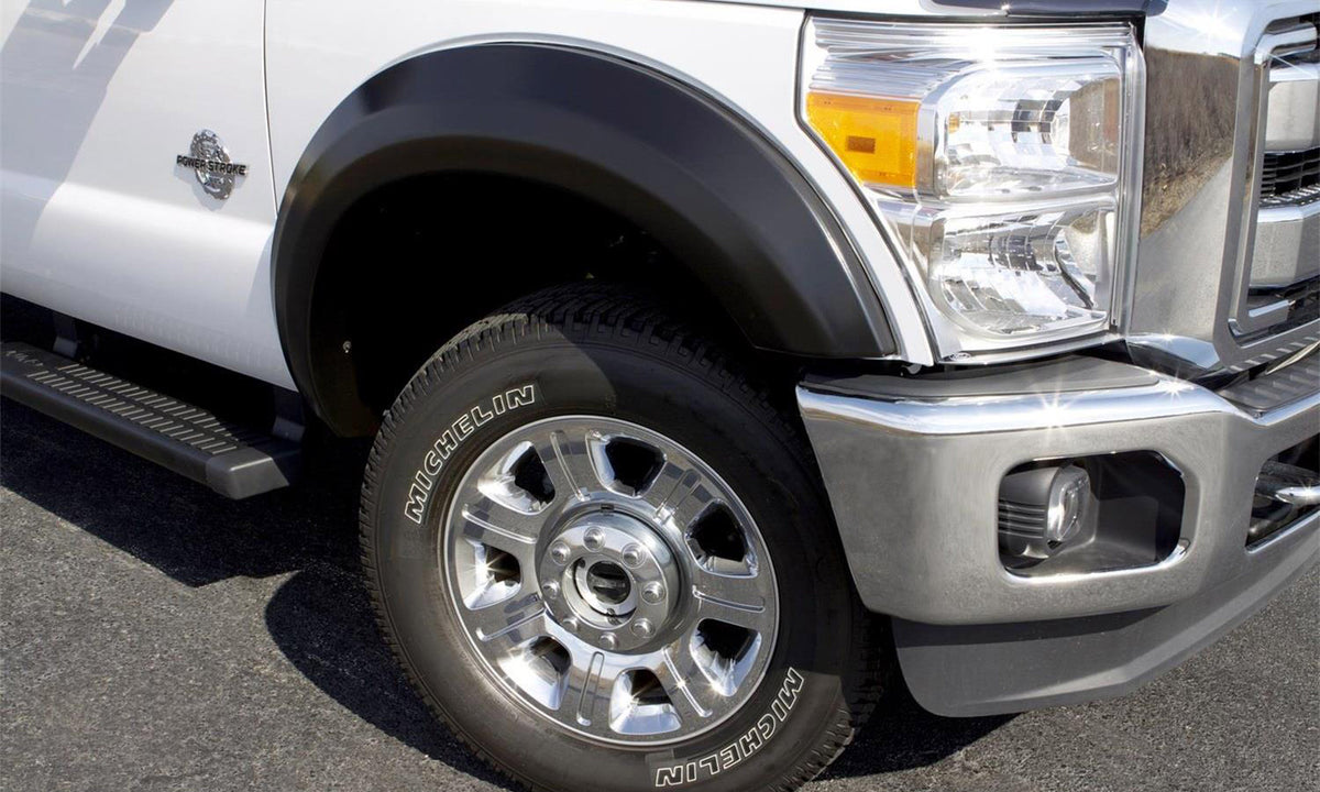 Extra Wide Style Fender Flare Set Front and Rear, Smooth, 4-Piece Set 2011-2016 Ford F-250 Super Duty/F-350 Super Duty Fleetside Lund
