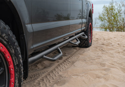 Nerf Step Bar Wheel-to-Wheel with Bed Access (3 Steps per Side) 2017-2025 Ford F-250/F-350 6.75 Inch Bed Crew Cab Textured Black NFab