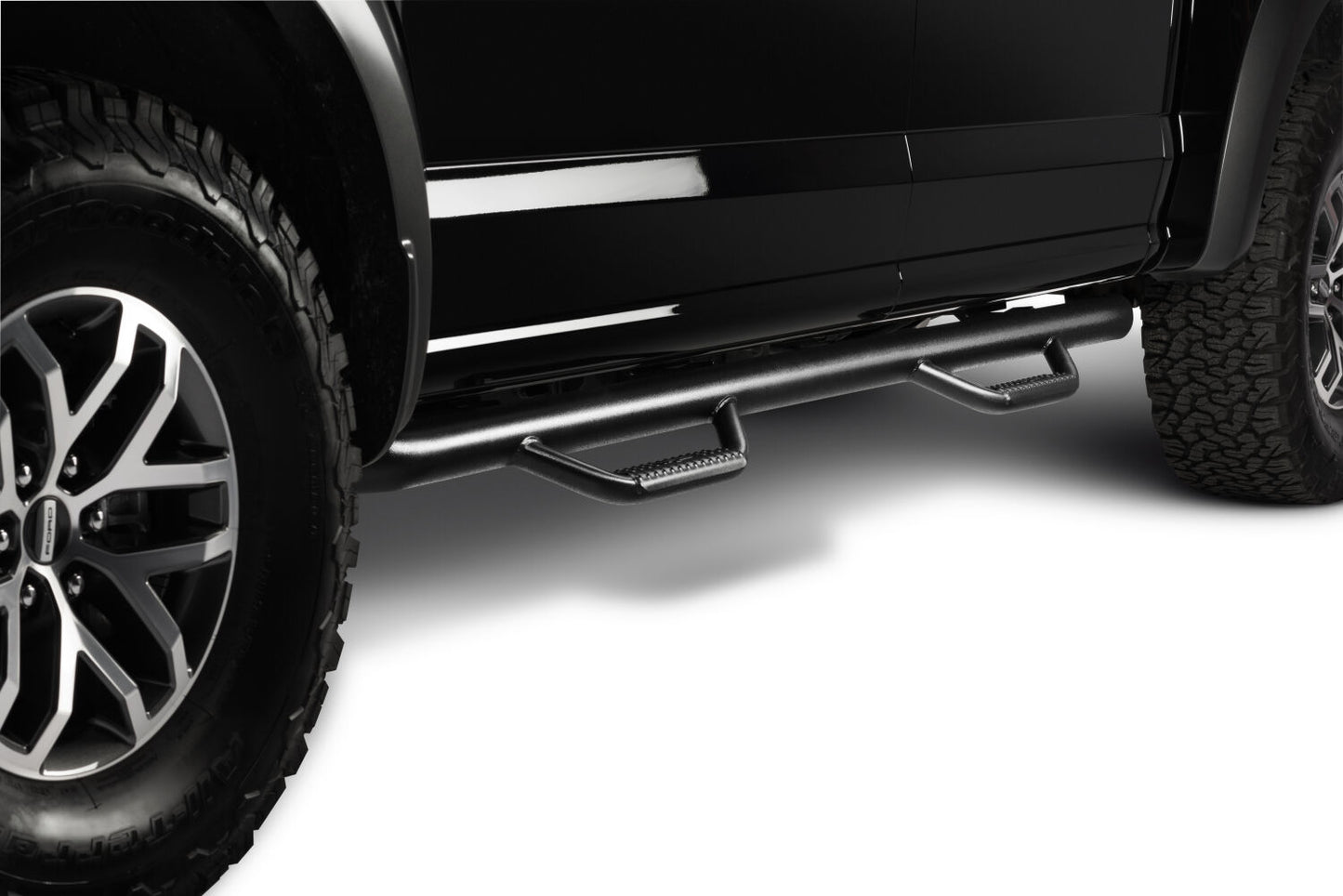 Nerf Step Bar Cab Length (2 Steps per Side) 2017-2026 Ford F-250/F-350/F-450 Crew Cab Textured Black NFab