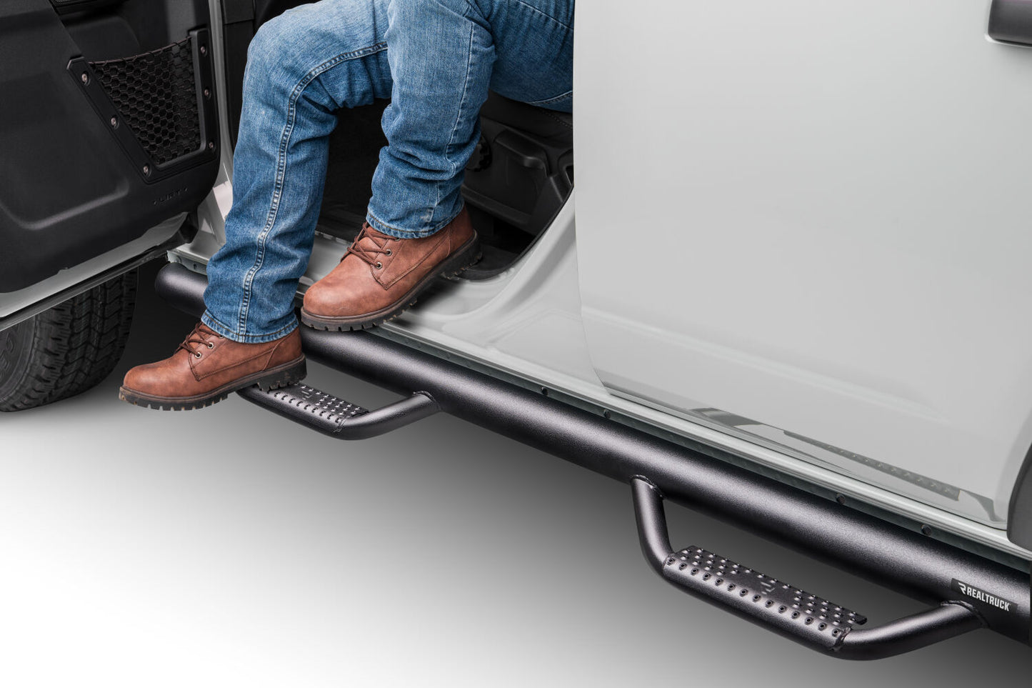 Nerf Step Bar Cab Length (2 Steps per Side) 21-25 Ford Bronco 4 Dr Textured Black NFab