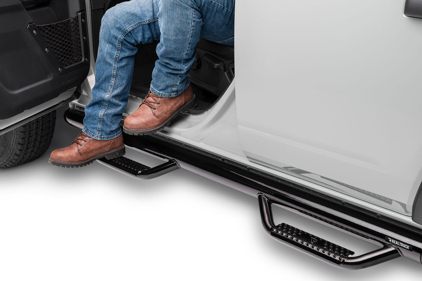 Nerf Step Bar Cab Length (2 Steps per Side) 21-25 Ford Bronco 4 Dr Gloss Black NFab